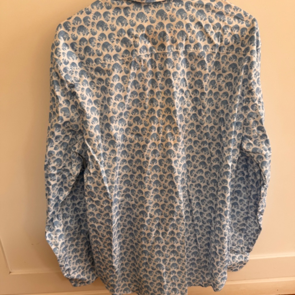 NWT Robert Graham Blue Skull Print Classic Fit Button-Up Shirt Men's X-Large XL - Picture 4 of 4